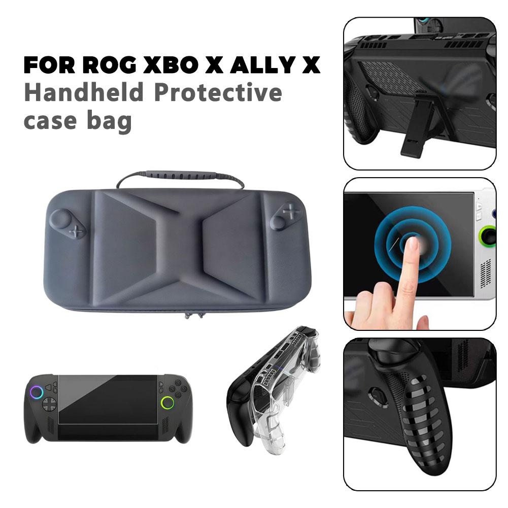 For 3-in-1 ROG Ally X Handheld Console Accessories Bundle Storage Bag+Protective Case +Tempered Glass Screen Protector