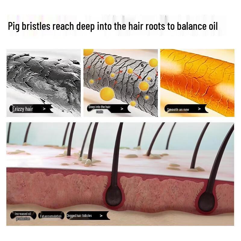 HANDUNYOU Folding Boar Bristle Hair Comb