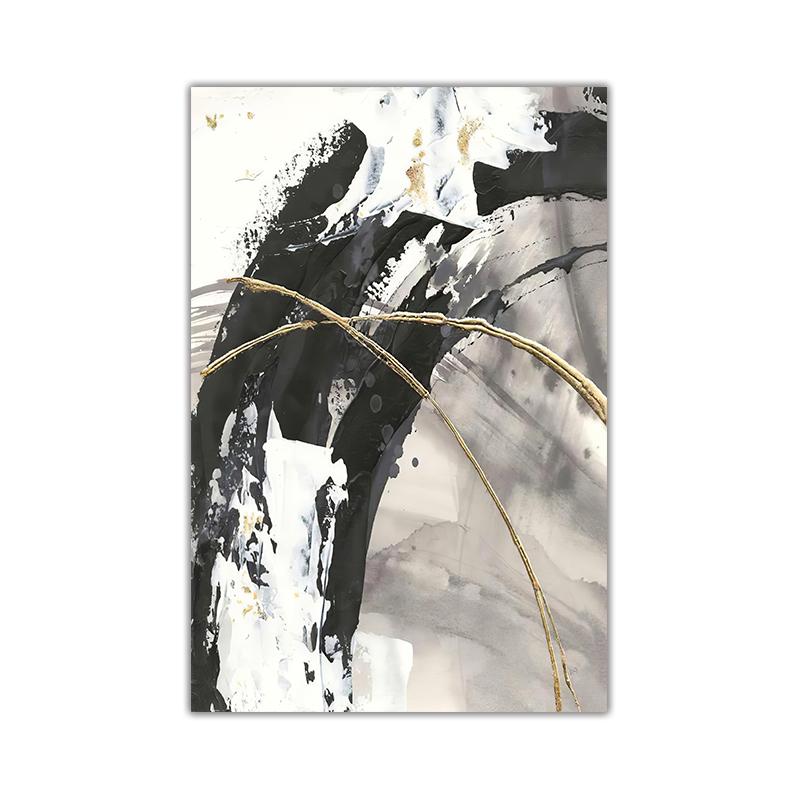 Chinesische Tinte Schwarz Weiß Pinsel Malerei Abstrakte Linien Leinwand Malerei Poster und Druck Wand Kunst Bilder für Wohnzimmer Dekor