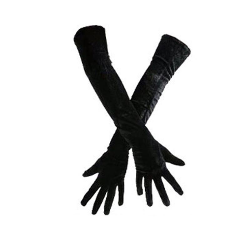 Reba Gold Velvet Long Wedding Gloves: Retro Hepburn Style for Brides