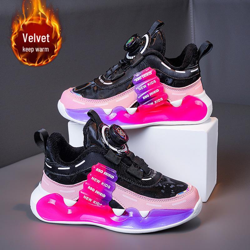 Girls' 2025 Autumn/Winter Cotton Sports Shoes - Thickened, Warm Running Shoes for Medium/Large Children.