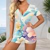 Plus Size Womens Short Sleeve V Neck One Piece Jumpsuit Outfit