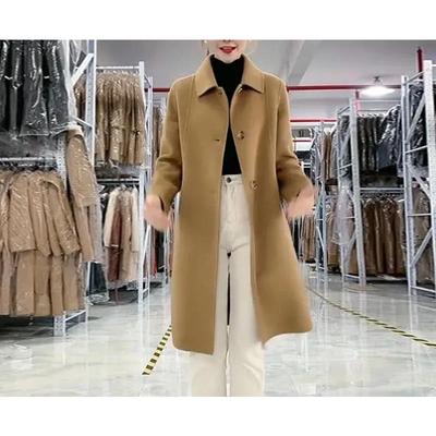 Women's Woolen Coat Autumn and Winter Style Loose Mid-length Temperament Woolen Coat Coat