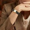 BUREI and Gold Square Roman Black Leather Perfect for and Casual Made in Japan Battery Women's Watch, Stylish, Simple, Cute, Quartz, Waterproof,