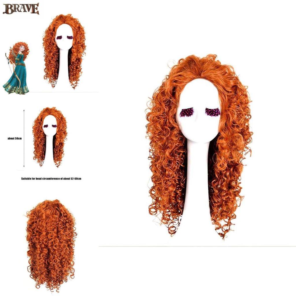 Parrucca Cosplay Merida Coraggiosa Capelli Lunghi Ricci Per Halloween Carnevale Comic Con