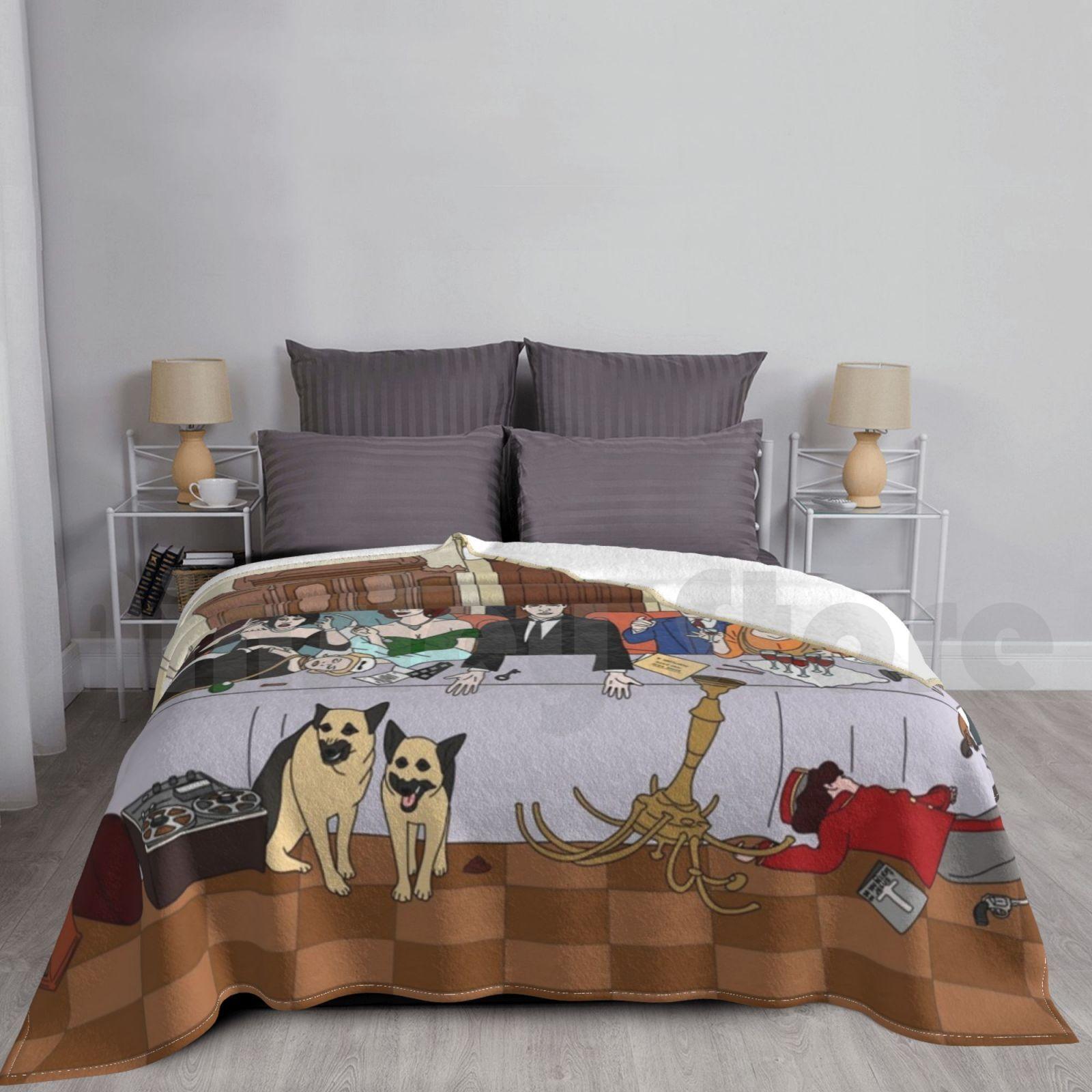 Blanket The Last Supper At Boddy Mansion 786 Clue Clue Movie Clue The Movie Cluedo Movie Film Size: 75*100cm, Weight: 230 GSM
