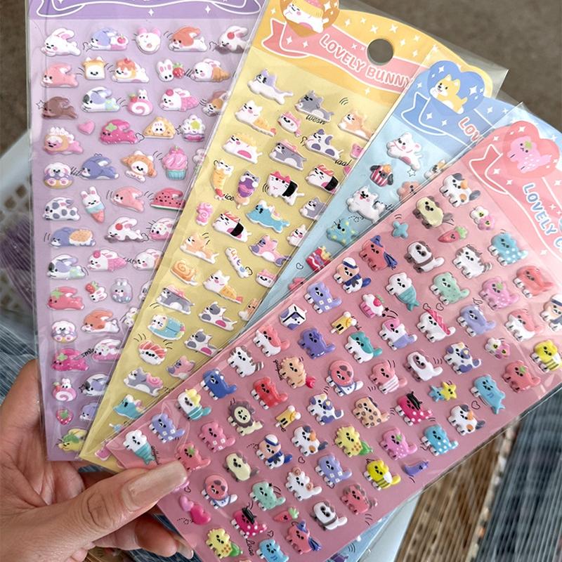 3D Bubble Stickers Cartoon Animal Mini Stickers Children Girls Diy Scrapbook Notebook Phone Case Paster Decals Stickers