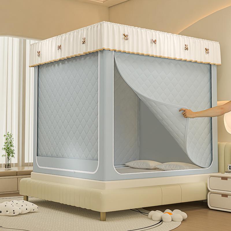 Blackout Anti-Fall Mosquito Net for Beds - Baby-Safe, Warm Bedroom Yurt Tent 