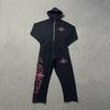 High Street Style Hooded Cardigan Sweatshirt Pants Set Men Women Couple Casual Outfit