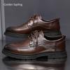 Fashion Golden Sapling Winter Men Retro Leisure Business Shoes Male Quality Leather Party Dress Derby Shoe Man Lace-up Formal Footwear