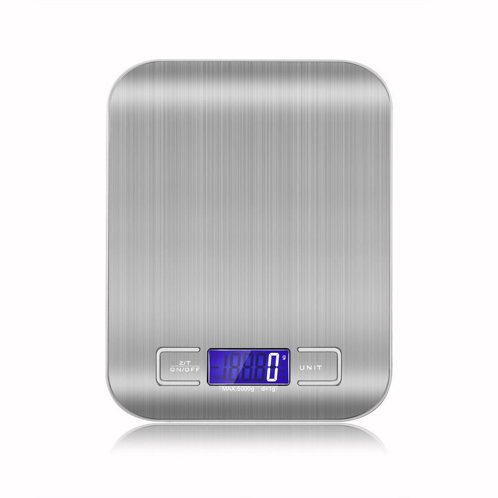 New 5kg/1g Portable Kitchen Scale Coffee Electronic Scale Stainless Steel Surface LCD Backlit Kitchen Food Scales Weighing Tool