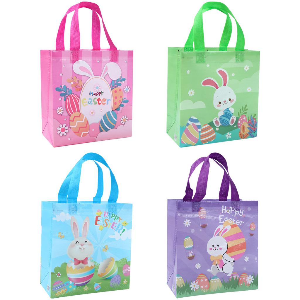 Happy Easter Bunny Waterproof Non-Woven Bag Easter Party Decorations For Home 2026 Kids Favors Supplies Rabbit Candy Gift Bag