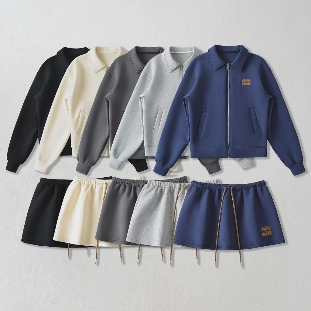 "Sweet Sports Style Mini Skirt: Elastic Waist, Air Layer Embroidery, Anti-Exposure, Versatile Sweater Material for Women."