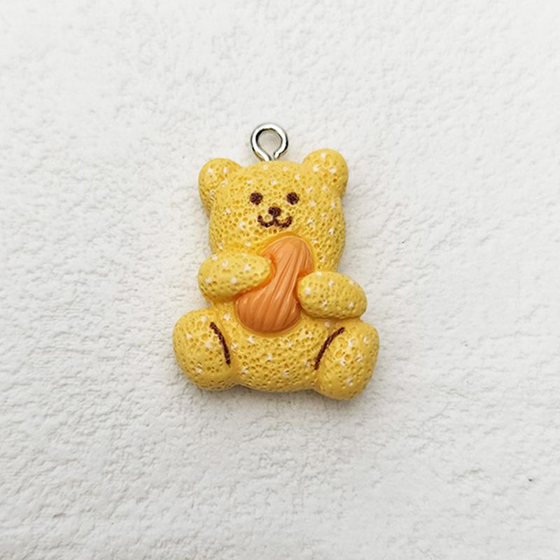 6pcs New Cute Cartoon Bear Simulation Food Flat Back Resin Cabochons Scrapbook Diy Wedding Hairpin Accessories Craft
