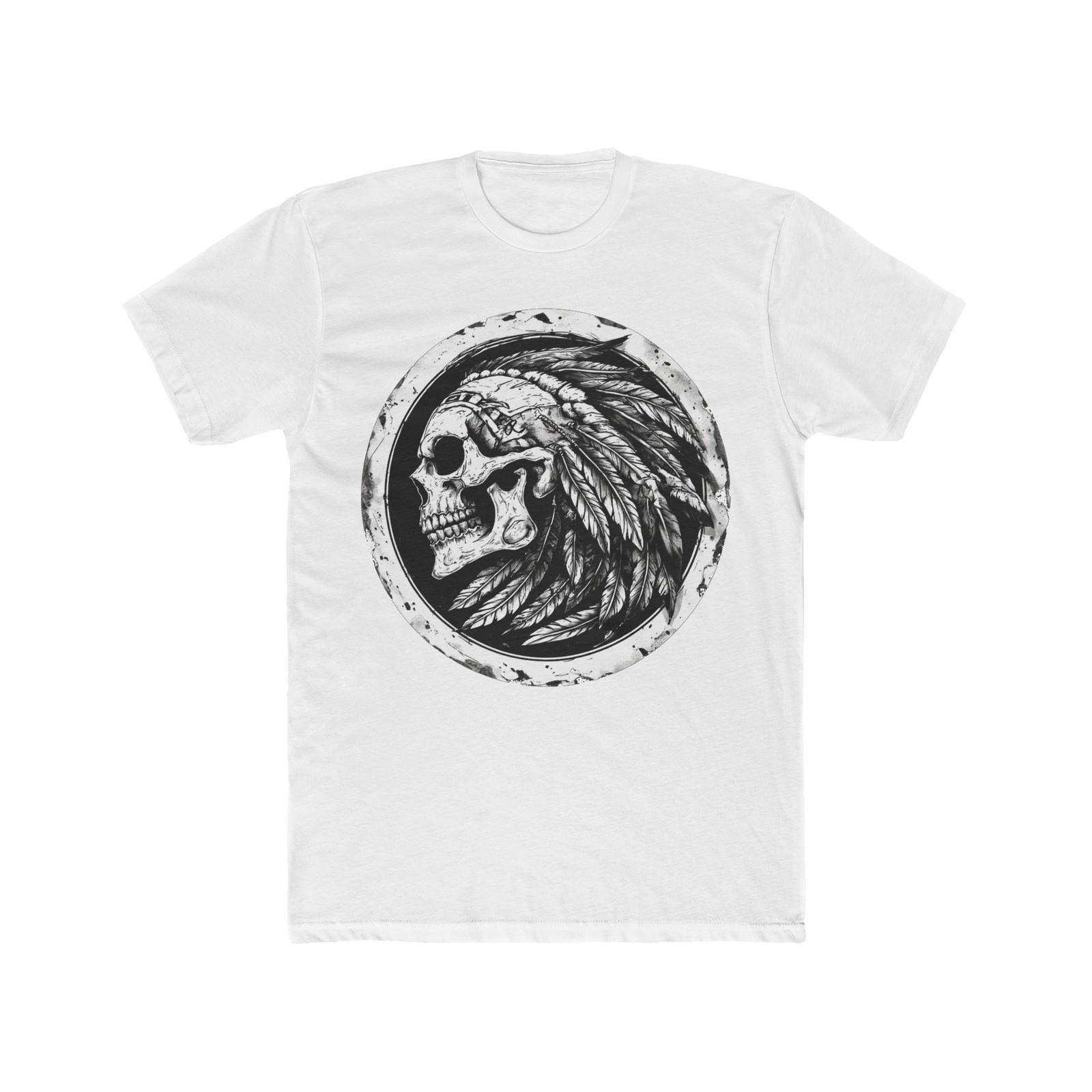Native Skull American Born Americano Unisex Cotton Crew Tee S разноцветный