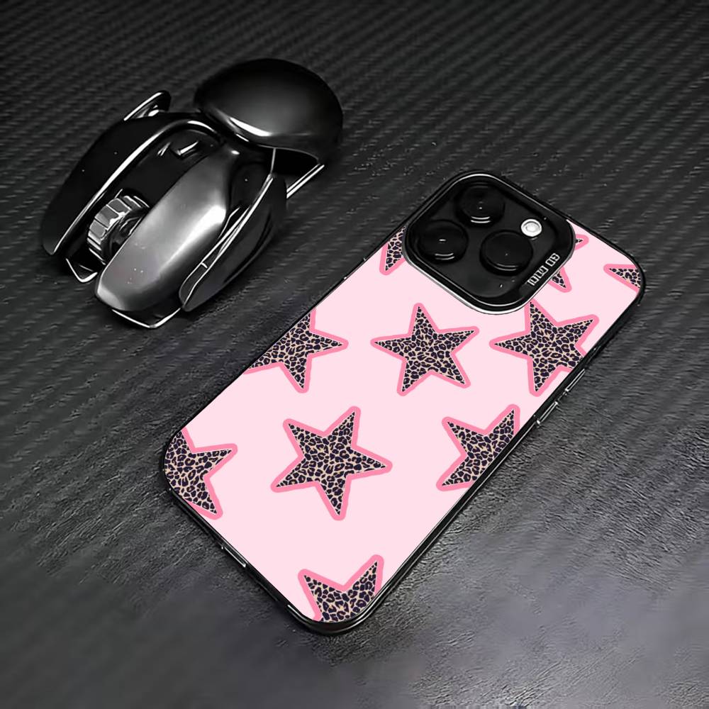 B-Schwarz L-Leopard P-Muster S-Stern Handyhülle Für iPhone 17,16,15,14,13,12,11 Plus,Pro Max,XS,Farbig Versilberte Innenabdeckung