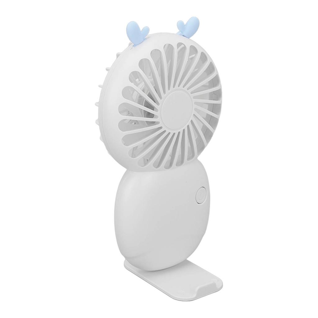 Mini Portable Pocket Fan USB Rechargeable Handheld Fan Speed Adjustable Small Desk Cartoon White Fanner