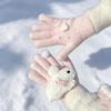 Women's Winter 2025 Retro Plaid Kitty Gloves: Warm Five-Finger Cycling Cold Protection
