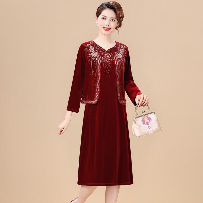 

XUEXI Золотий велюровий костюм-двійка для матері нареченої 2XL