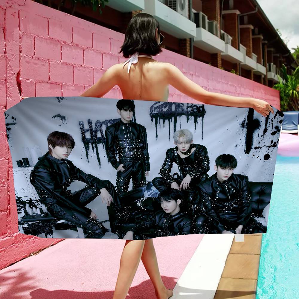 Kpop T-Tomorrow X T-Together TXT Microfiber Beach Towel Absorbent Quick Dry Soft Yoga Swimming Resort Mountain Climbing Towel