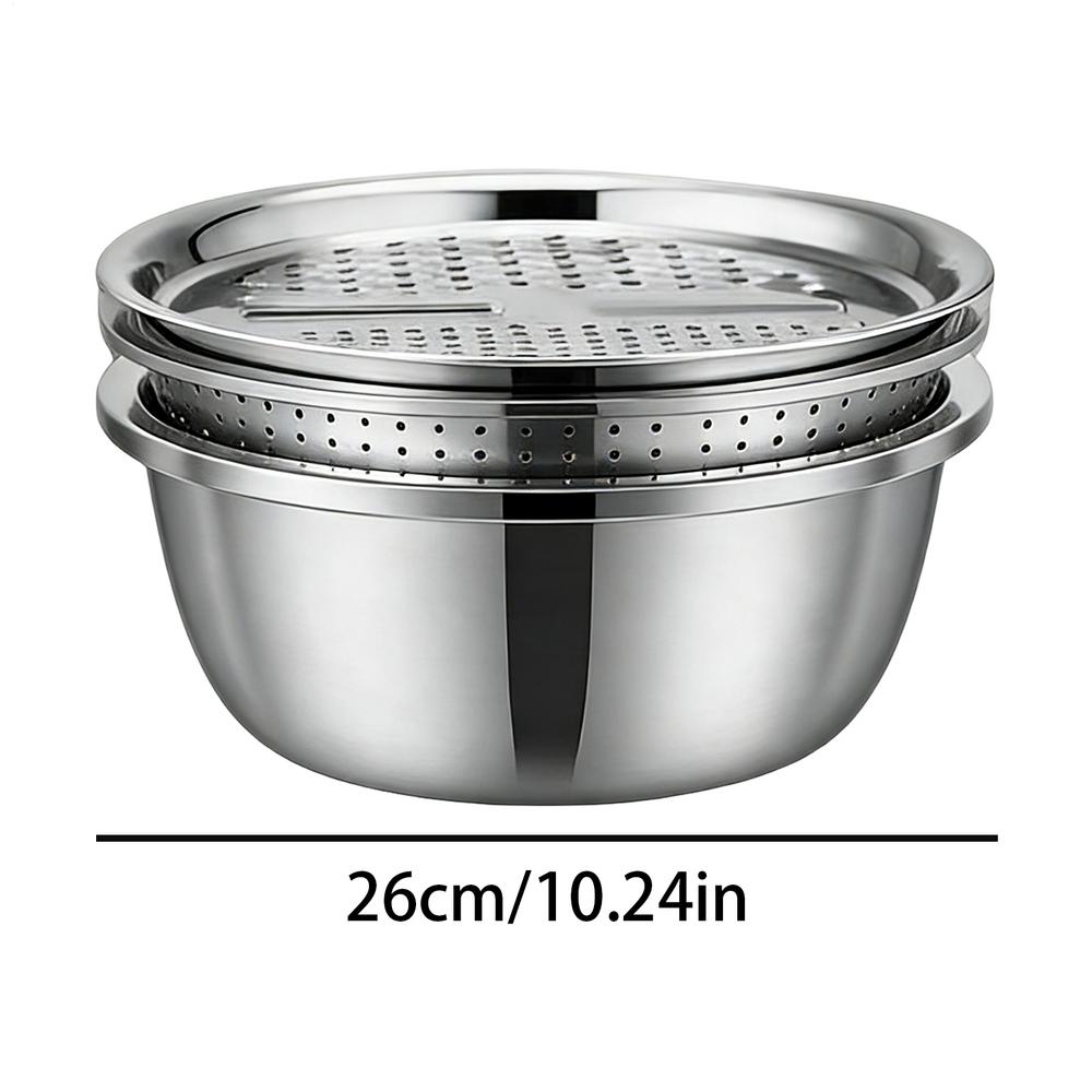 

Stainless Steel Colander Bowl Multifunctional 26cm Strainer Colander Set for Vegetables Fruits Rice Washing Draining Kitchen
