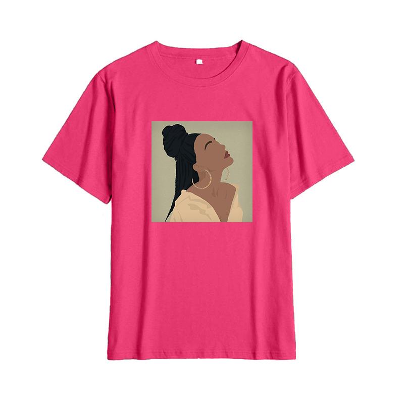 Shellsuning Summer Vintage Printed Cotton T Shirt Women Loose Short Sleeve Trend Tees Female Casual Streetwear All-match Basic Tops