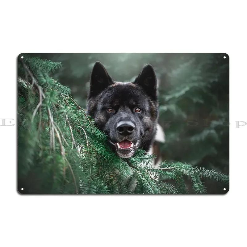 Akita In The Woods Metal Sign Printing Retro Create Living Room Cinema Tin Sign Poster