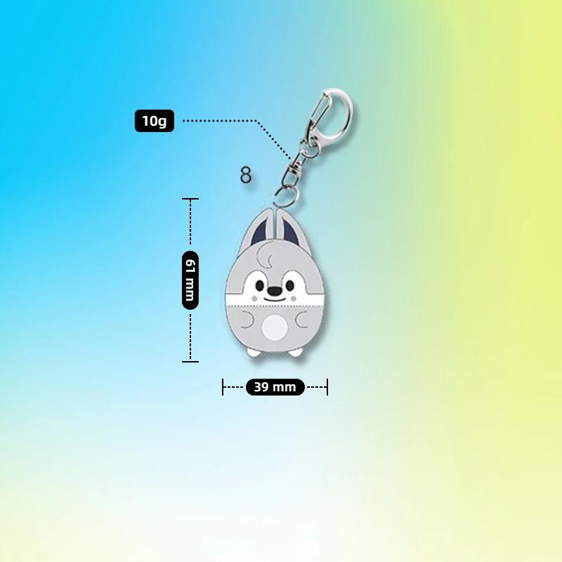 Stray Kids Acrylic Keychain with Lightstick Charm, Cute Sitting Cartoon Characters Bag Pendant, STAY Fans Kpop Accessory