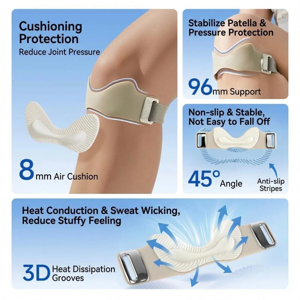 Sports Patella Strap Silicone 1-Pair - Knee Support Band & Patella Knee Strap for Running Basketball Gym Hiking, One Size Fits All