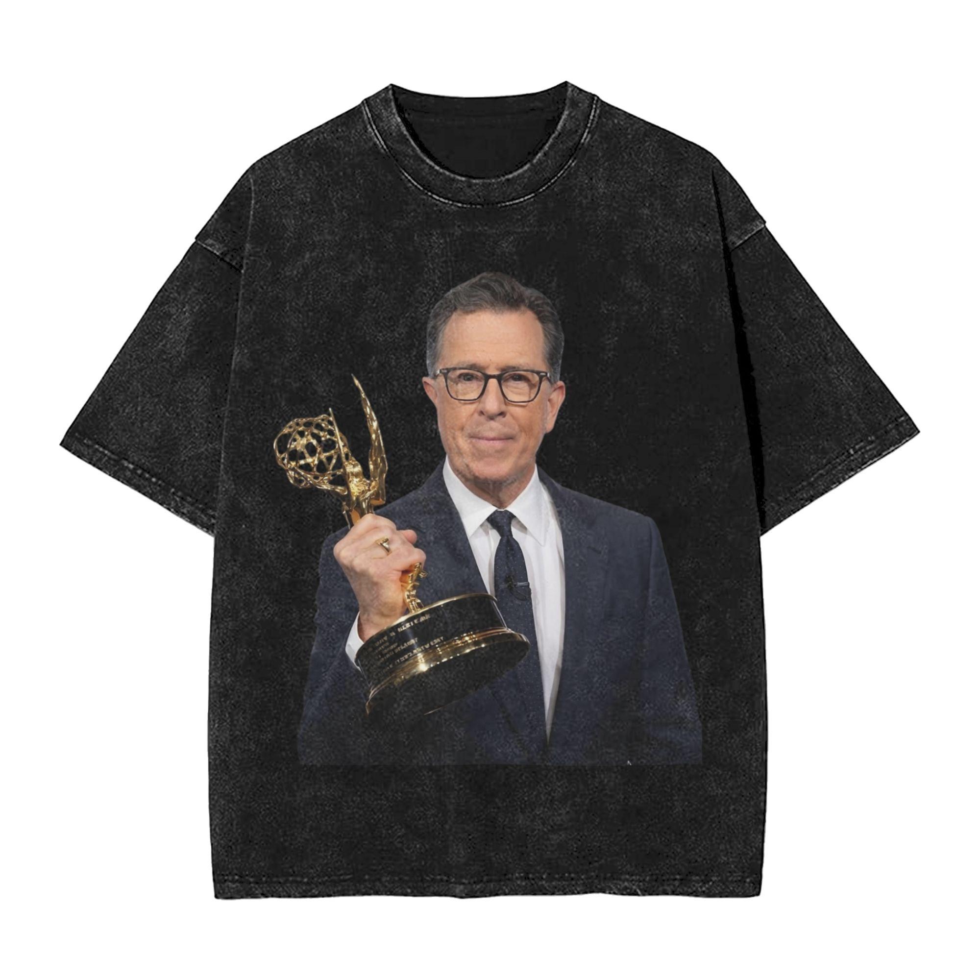 Printed Stephen Colbert The Late Show Washed T Shirt Merch Oversize TShirts for Unisex Women Tee S