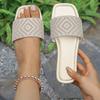 2025 summer casual one-word slippers water fashion women's diamond flat-bottomed slippers wear versatile women's slippers