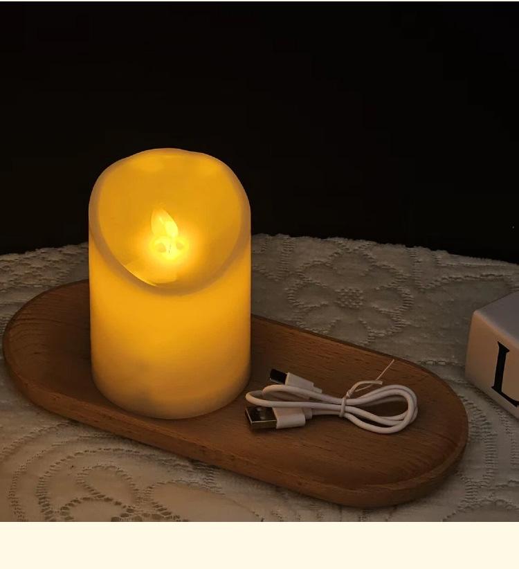 Fernbedienbare USB-wiederaufladbare flackernde LED-Kerze für Hochzeiten, Restaurants, Konzerte und romantische Atmosphäre