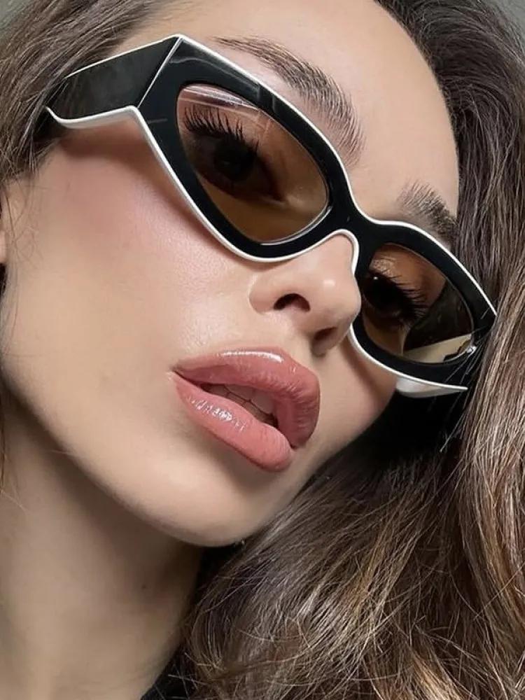 Punk Cat Eye Sunglasses for Women Brand Designer Square Frame Plastic New Fashion Retro Vintage Accessories Glasses