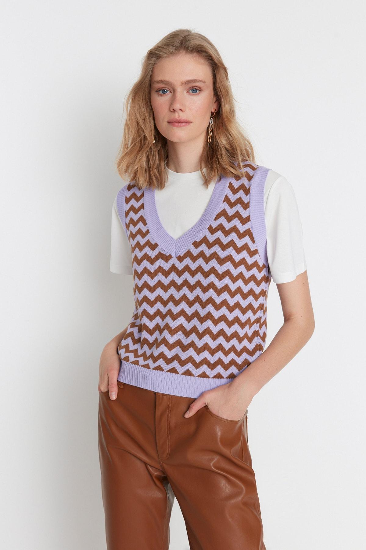 

Свитер Жилет - Фиолетовый - Стандартный крой