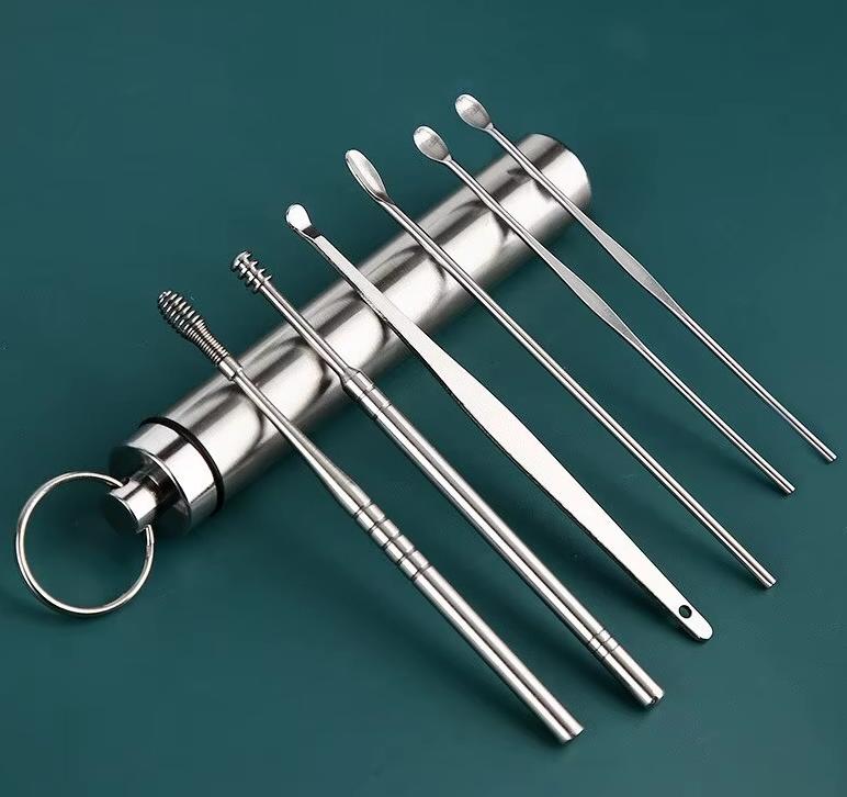 

12/6 Piece Earpick Stainless Steel Ear Digging Tool Set Spiral Wax Remover For Perforation Cleaning Kit Cleaning Agent