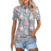 Women's Fashion Casual Lapel Short Sleeve Print Shirt Women's Button Up Tops