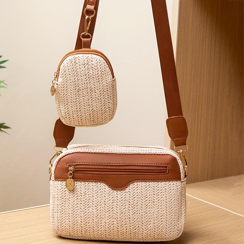 Women's oblique span bag woven small square bag