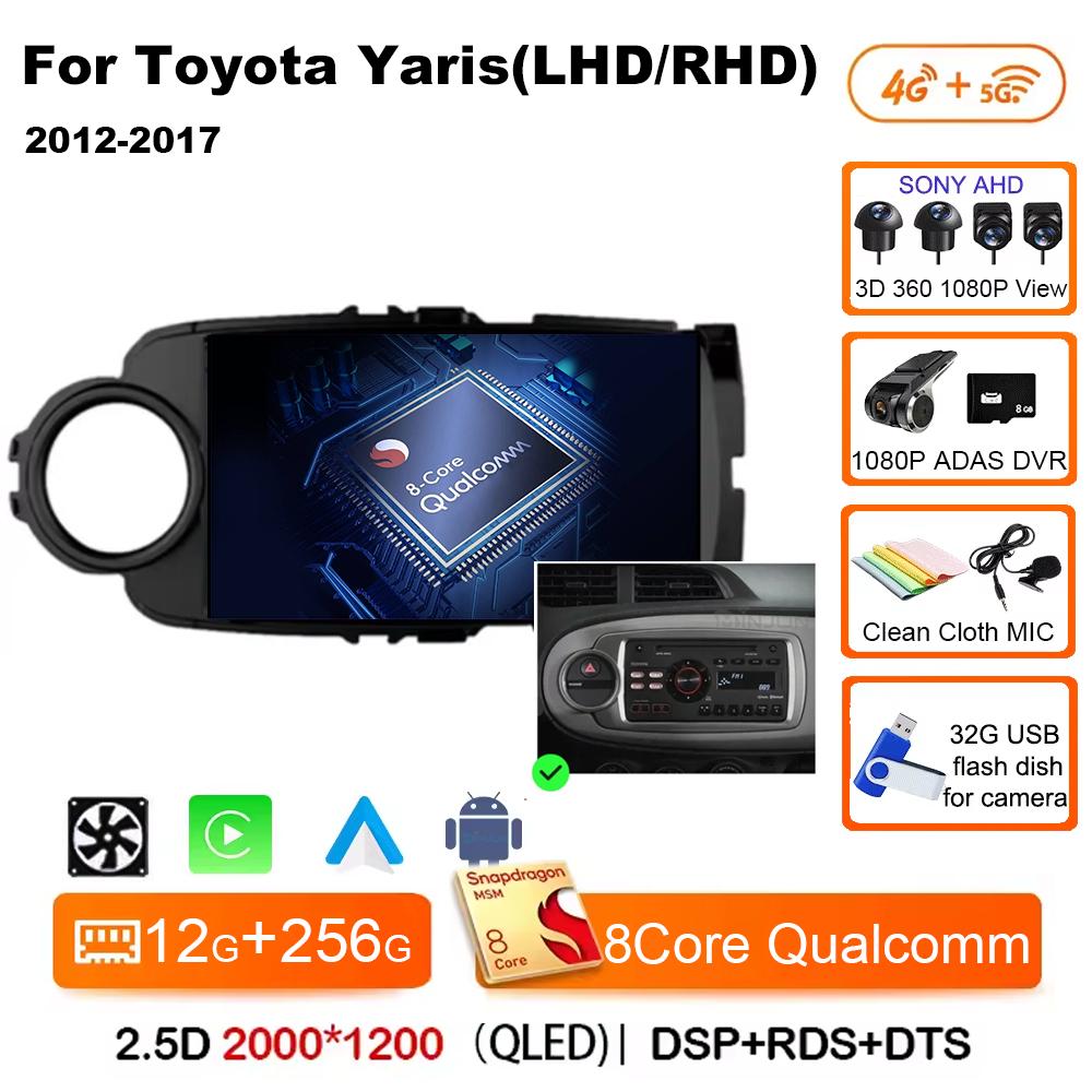 Autorádio Android 14 Carplay pro Toyota Yaris 2012 2013 2014 2015 2016 2017 Navigace GPS Multimediální přehrávač stereo wifi BT Auto