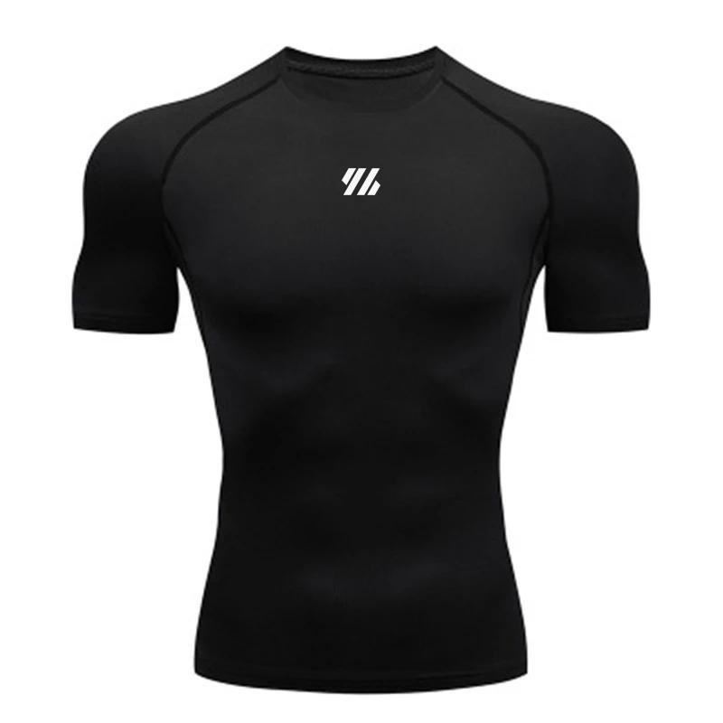 

Muscleguys Compression Shirt Men Summer Sportswear Running T-shirt Elastic Quick Dry Sport Tops Tee Athletic Gym Workout T Shirts Men XL чёрный