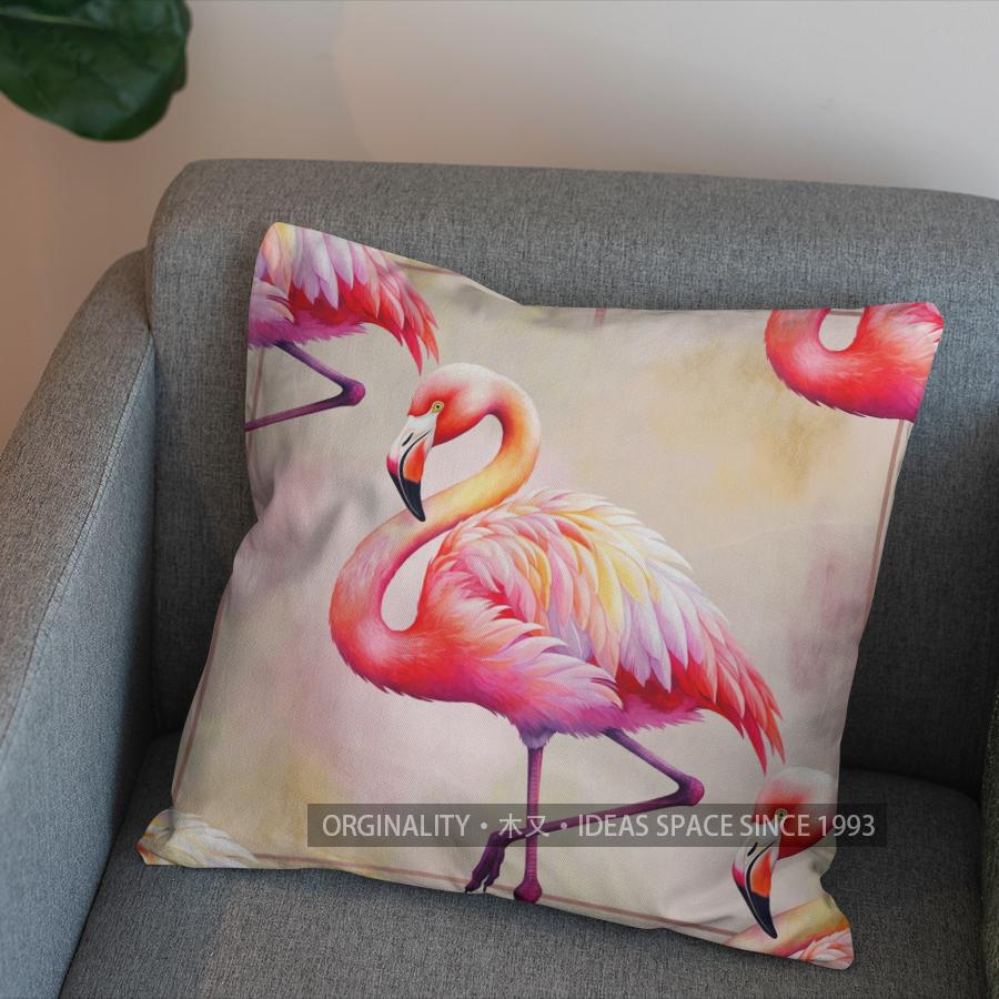 

2D Colorful Flamingos: Stylish Digital Print Pillow Covers Pattern Cushion Cover Suitable for Sofa Bedroom Car Pillow Cover 40x40cm