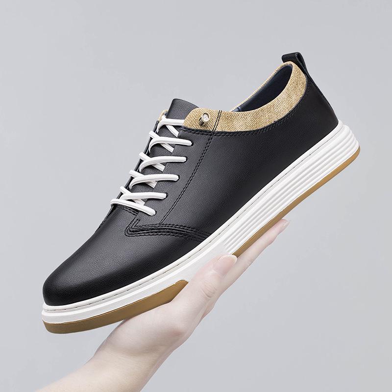 Men's Trendy Low-Top Skate Shoes: Korean Style Casual, Fashionable, Breathable Sneakers in White.