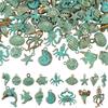 64Pcs 16 Styles Ocean Theme Alloy Pendants Mixed Shapes 15.5~31.5x9~24x2.5~5.5mm Hole: 1~2.5mm 4pcs/style