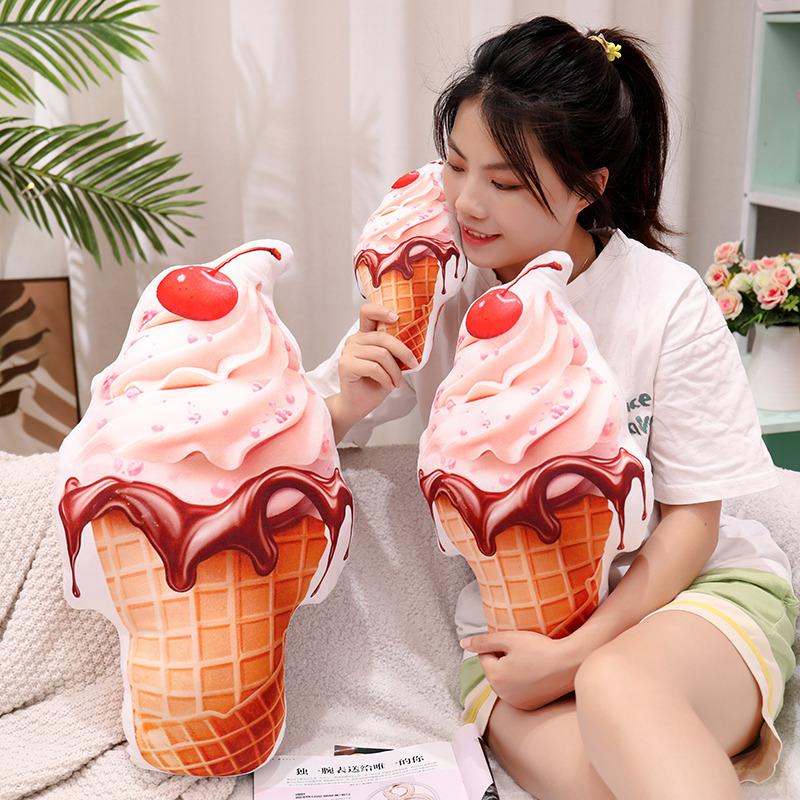 Simulated Cute Fruit Ice Cream Pillow Plush Toys for Girls Sofa Cushions At Home Ornaments Children's Gifts
