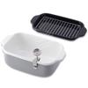 Fuji Enamel Square Tempura Pot, IH Compatible, with Thermometer, Frying Net, and Tray, Light Gray, TP-20K.LG
