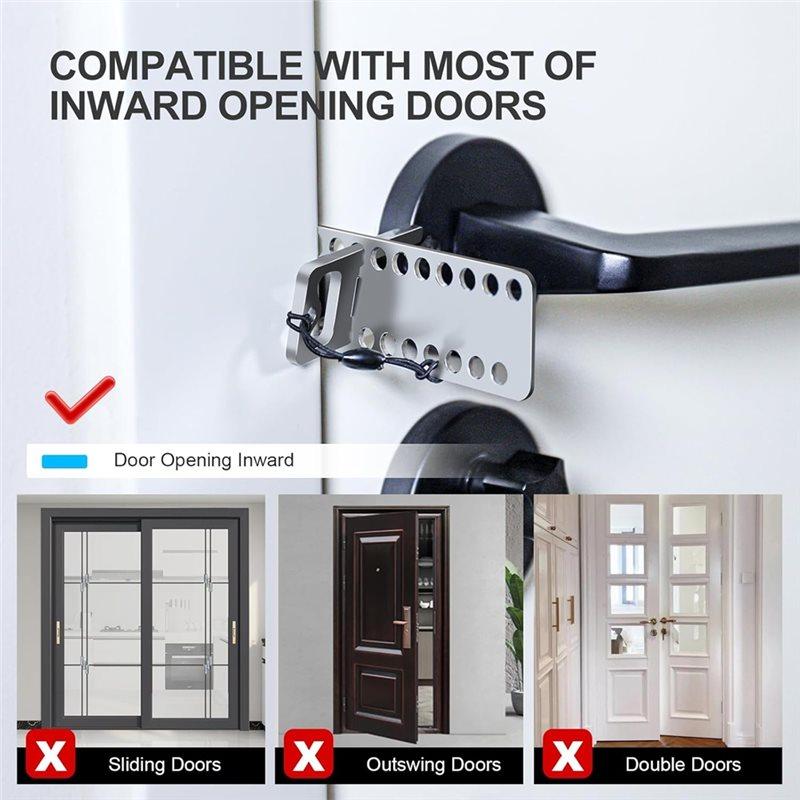 ABWR-For Inside Magnetic Door Jammer Portable Door Lock Stainless Steel For Travel Hotel Safety Locks