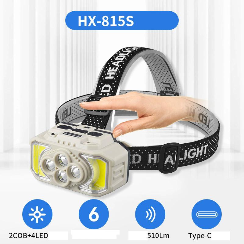 COB LED Headlamp Induction USB Rechargeable Head Flashlight Powerful Work Light for Outdoors Camping Fishing