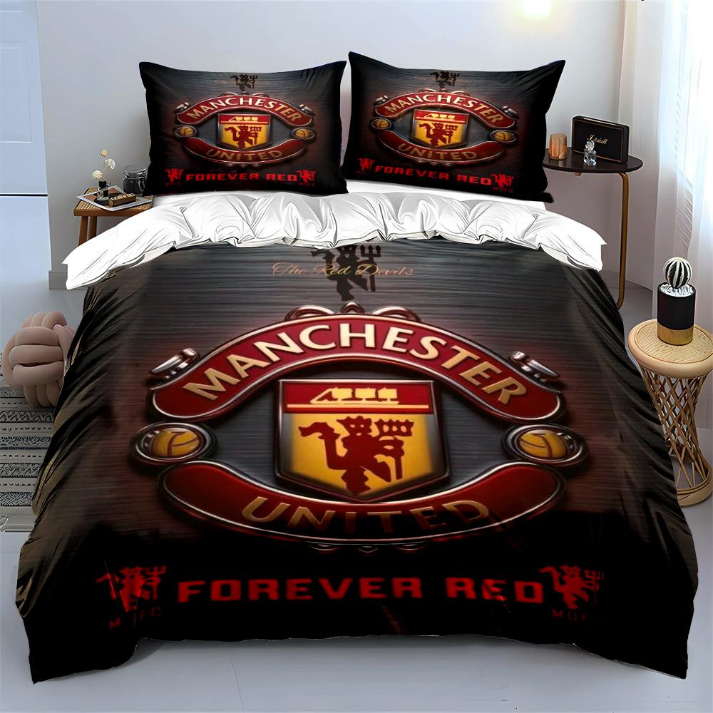 Manchester United Bedding Set Bedding Duvet Cover Set Duvet Cover Pillowcases Home Decor (1 * Duvet Cover 2 * Pillowcases, Without Duvet Insert)