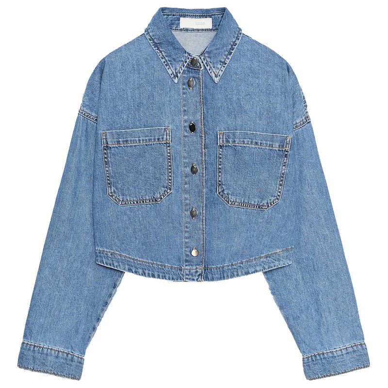 

Zaprha 2025 Осень Новые Женские Простые и Универсальные Джинсовые Рубашки с Коротким Лацканом и Длинным Рукавом Верхняя Одежда 1934231 Medium Blue L