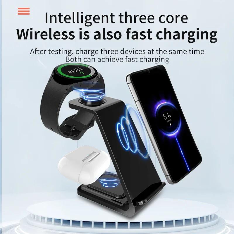 30W Fast Wireless Charger Stand For iPhone 15 14 13 Samsung S20 S21 Apple Watch 8/7 Samsung Galaxy 6/5 3 In 1 Charging Station