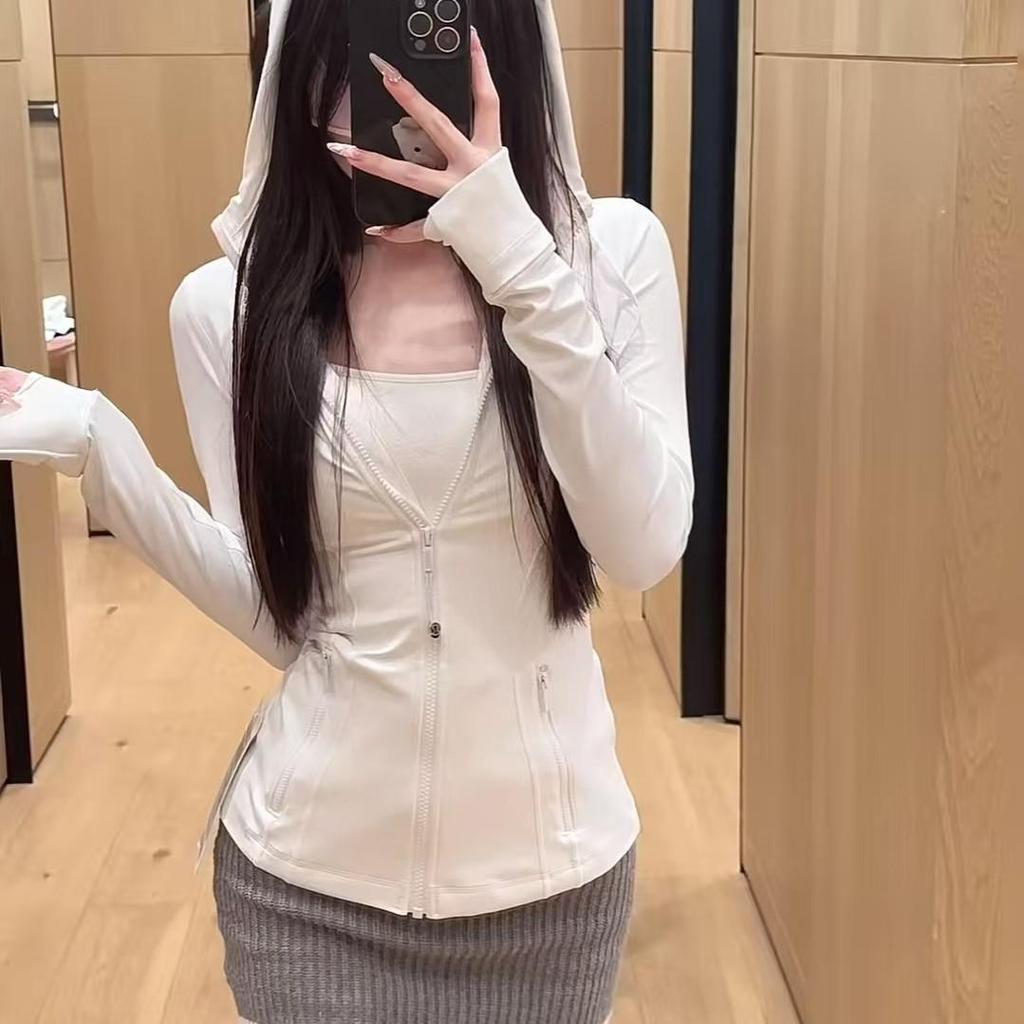 Lulu Spot High Version Yoga Long Sleeve Hooded Running Jacket